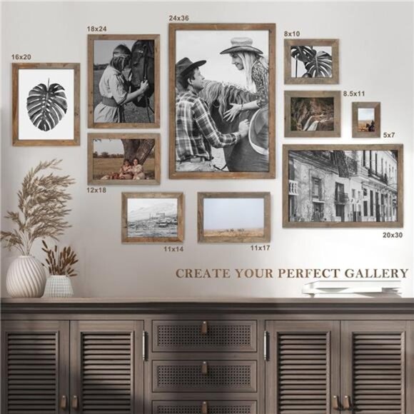 Rustic Picture Frame 5x7, 100% Reclaimed Wood Frame with Tempered Glass - Picture 2 of 7